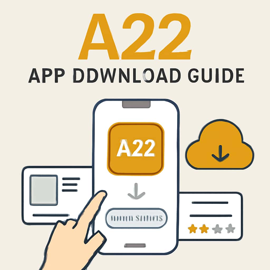 An educational illustration of the app download process for A22.