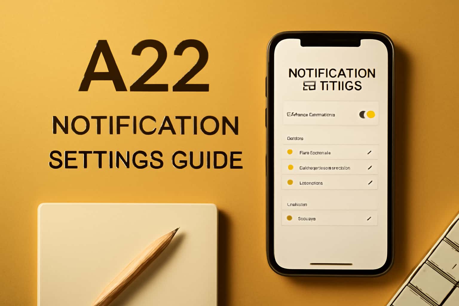 A contemporary depiction illustrating the A22 Notification Settings Guide with relevant text and design.