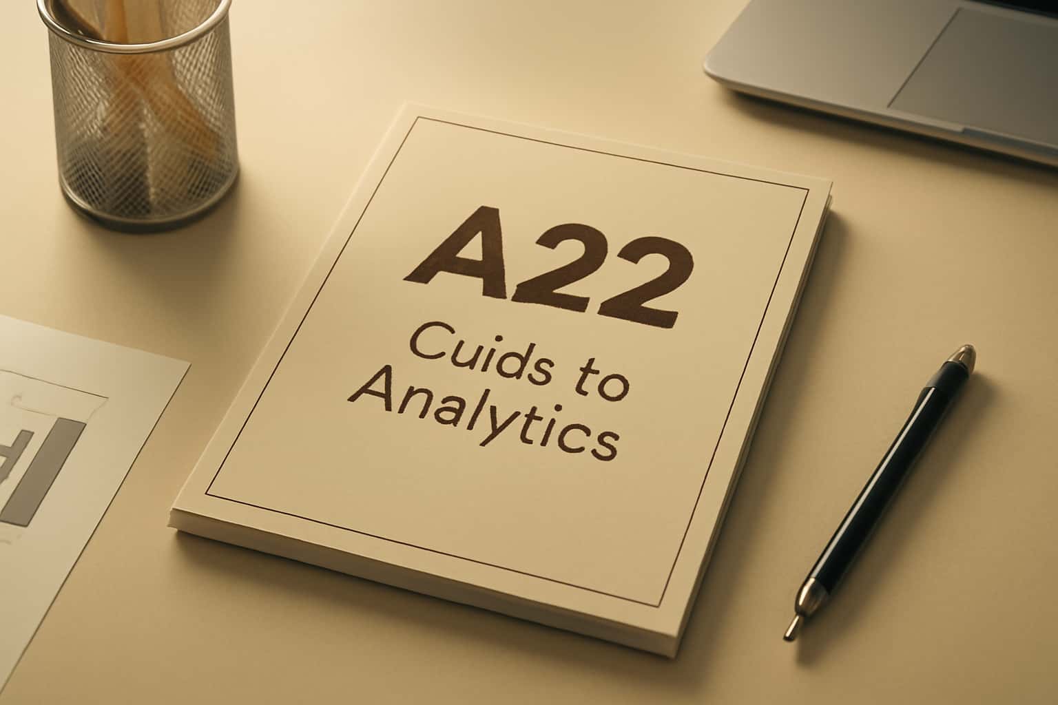 A digital representation of the A22 Guide to Analytics with modern design elements.