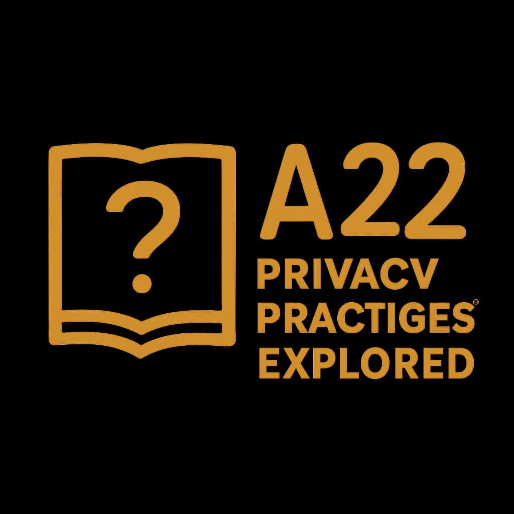 A badge representing A22 Privacy Practices with clean design.