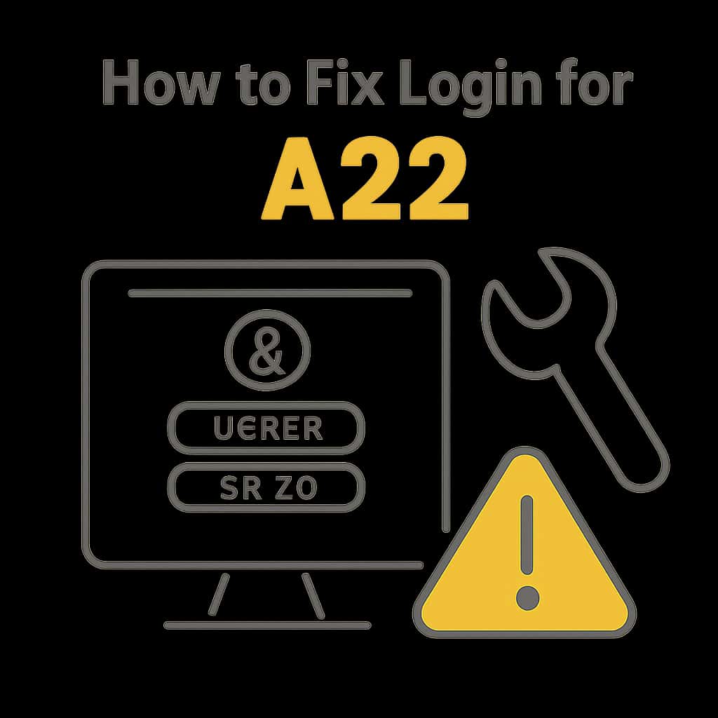 An educational diagram detailing login solutions for A22, including the text A22.