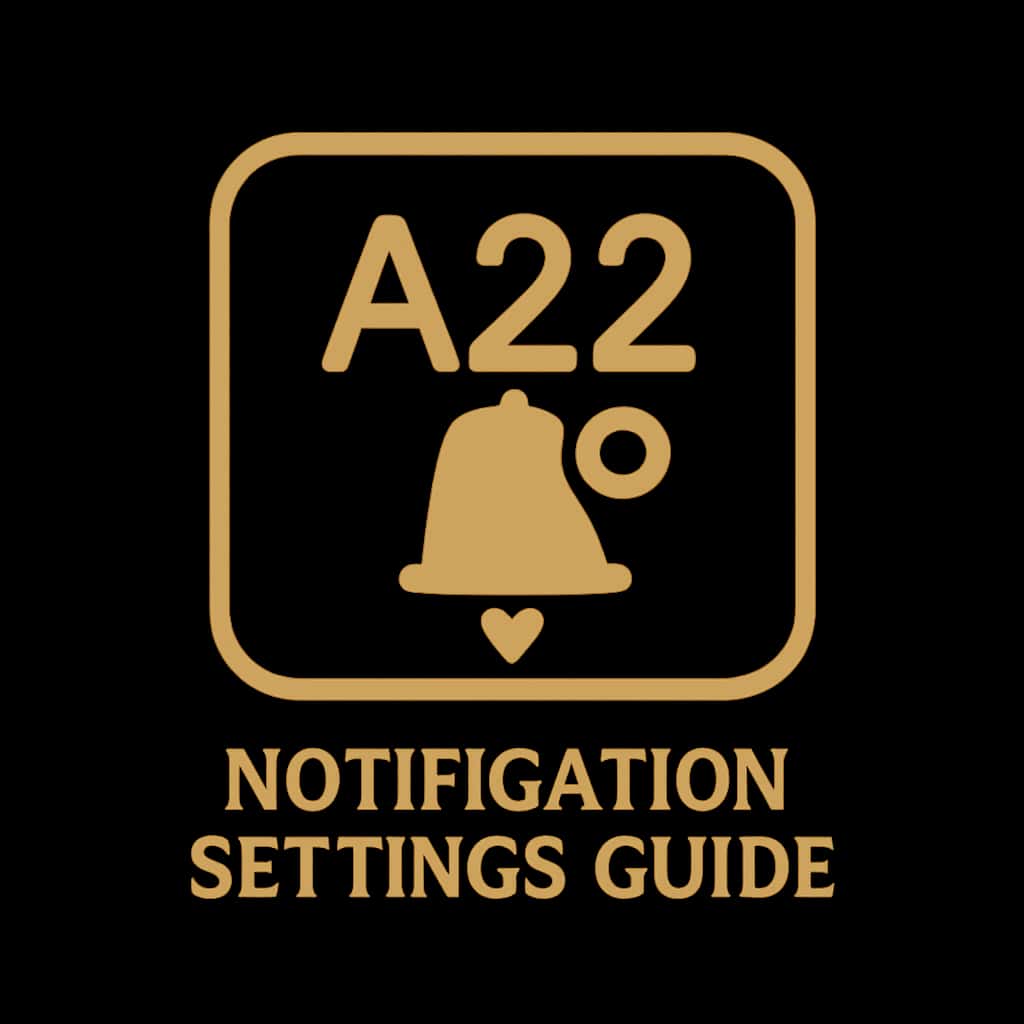 An icon representing A22 Notification Settings Guide, featuring clear text and a modern design.