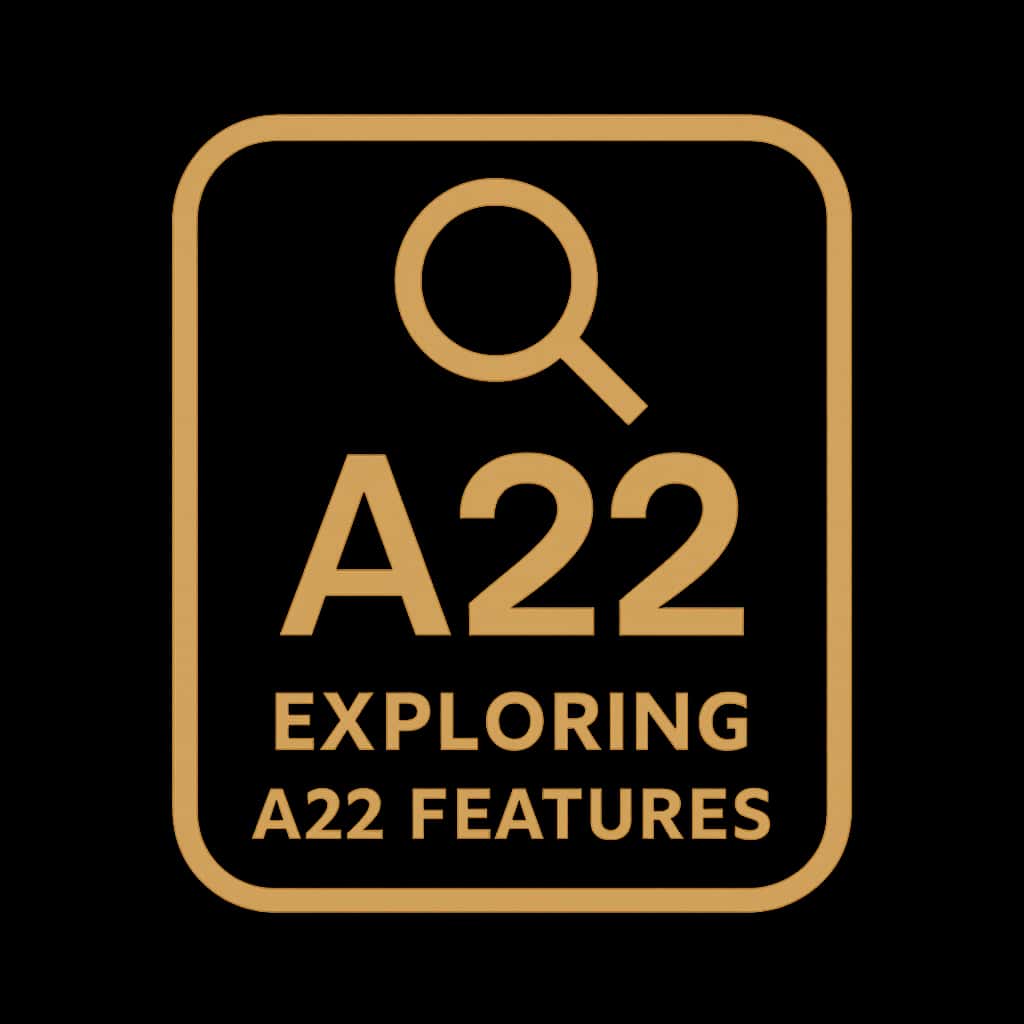 A simple icon symbolizing A22 features with the text 'A22'.