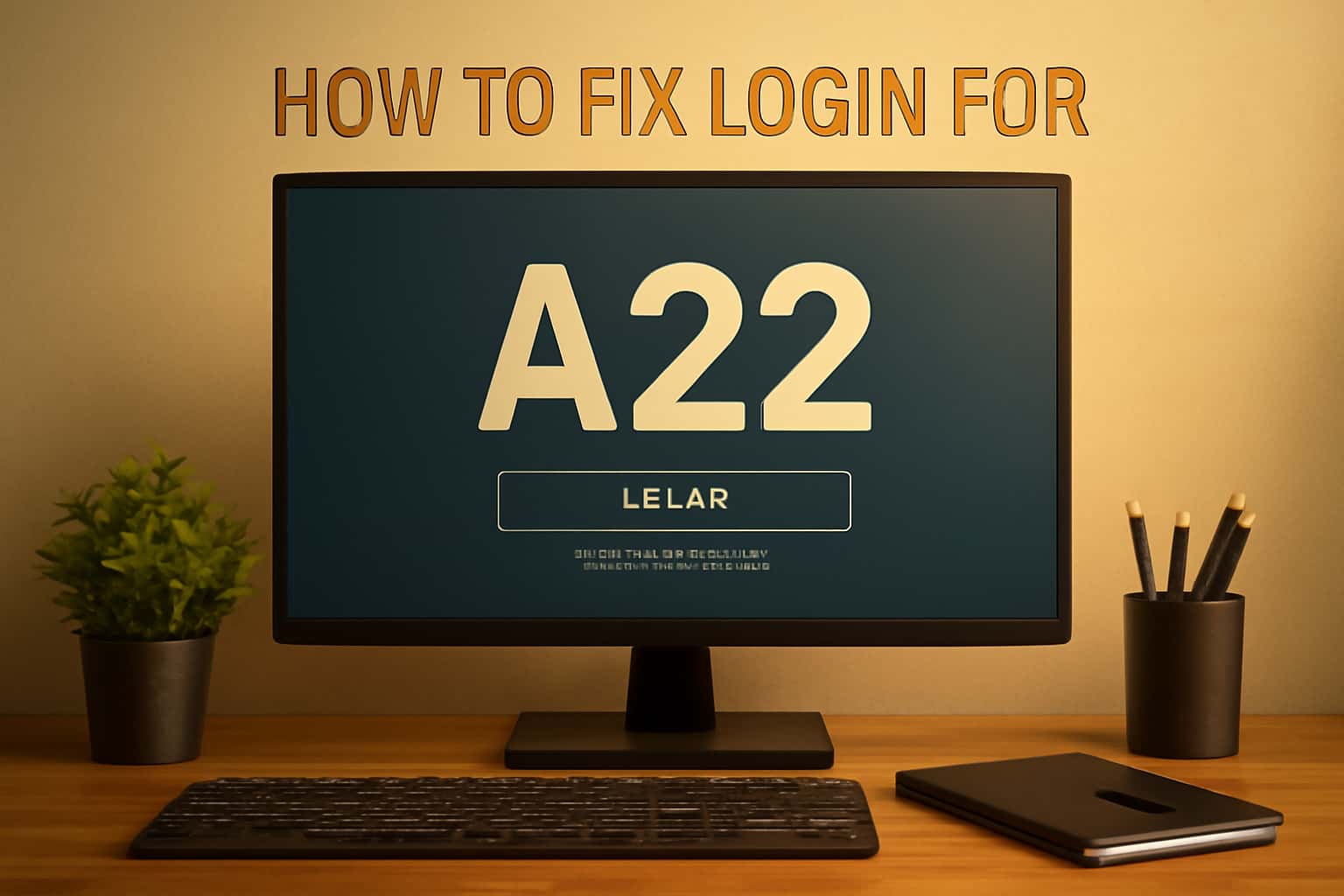 A professional scene depicting login troubleshooting for A22, with the text A22 displayed prominently.