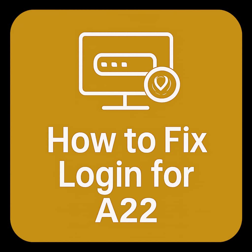 An icon representing login assistance for A22, clearly featuring the text A22.