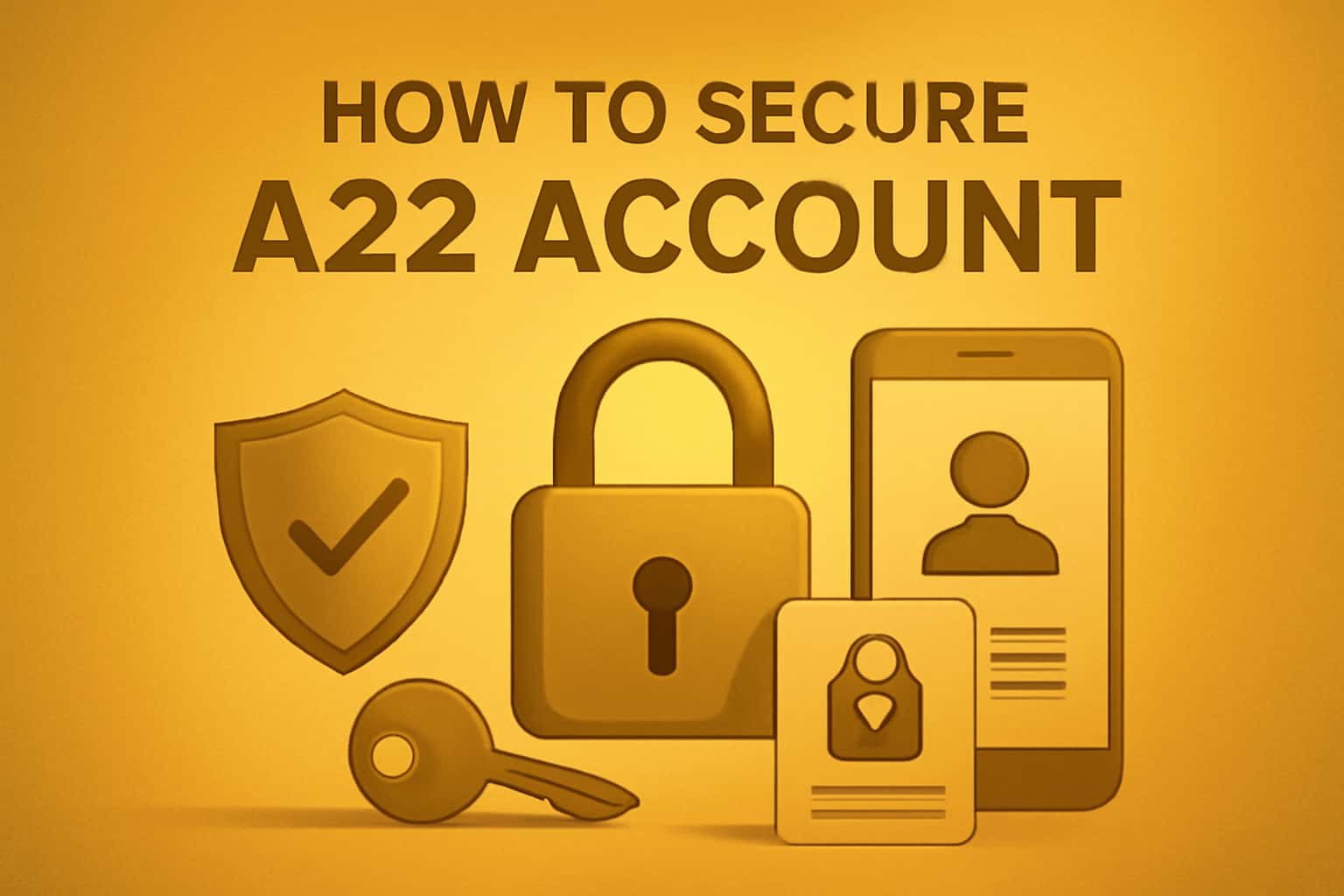 A futuristic scene about securing an A22 account with prominent text.