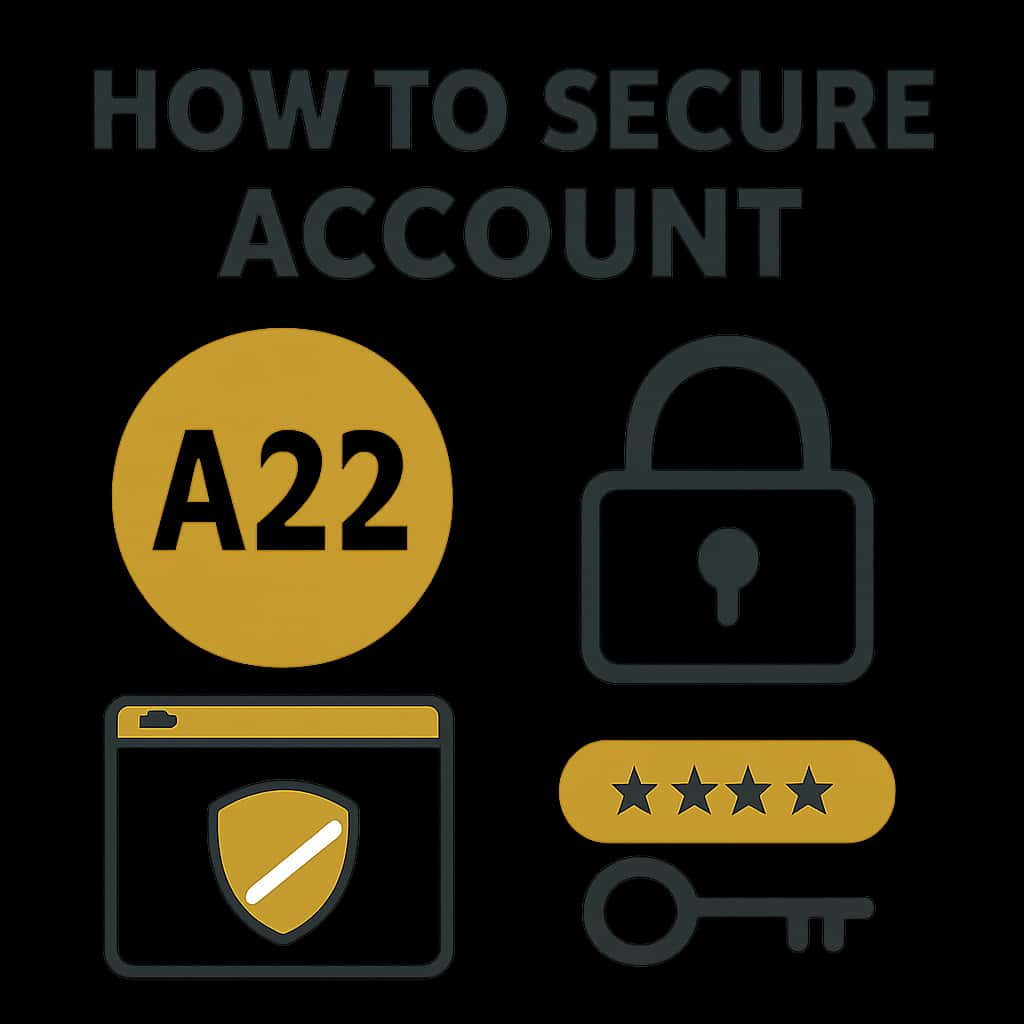 An educational diagram on securing A22 accounts.
