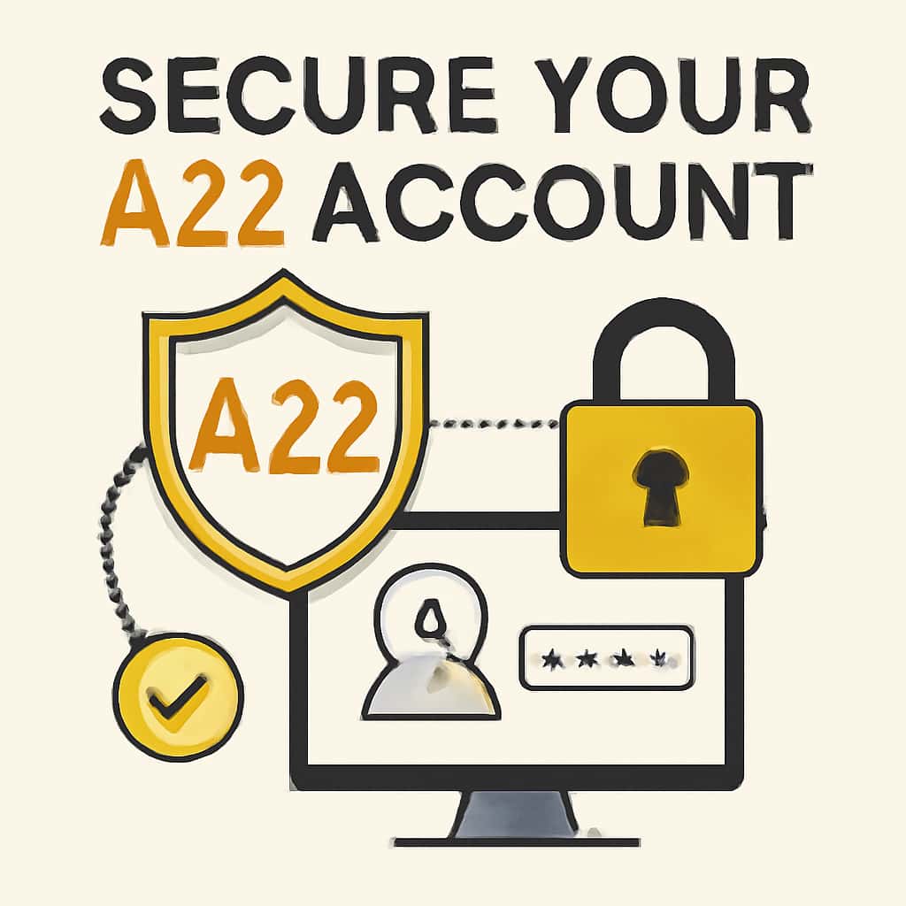 An educational diagram on securing your A22 account.