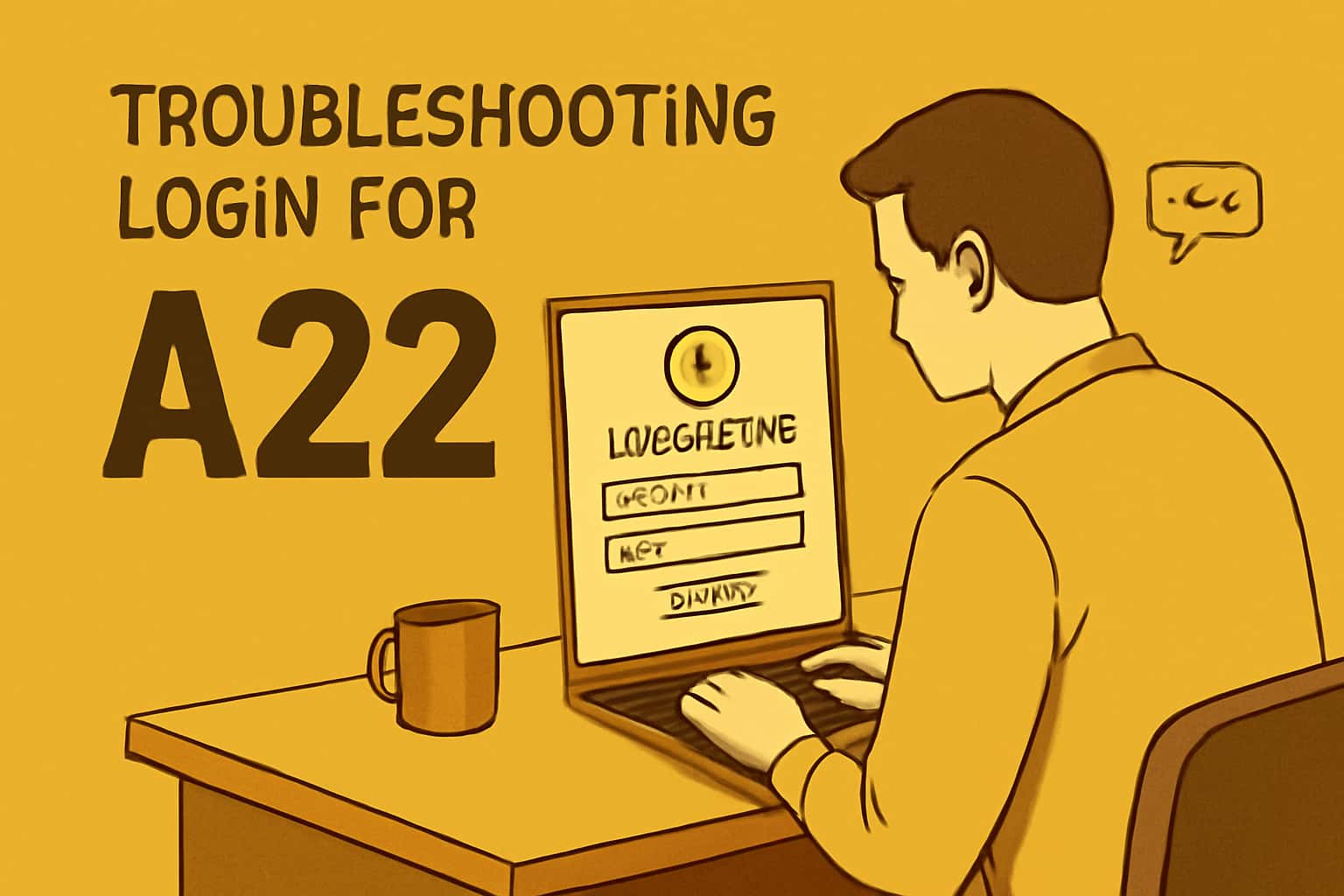 Visual representation of troubleshooting login issues for A22.